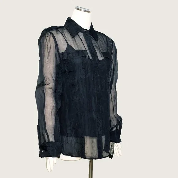 DKNY Silk Blouse with Built-In Tank NWT - Picture 2 of 7